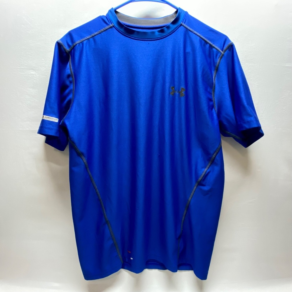 Under Armour Performance T-Shirt Men's Medium Royal Blue Fitted Heatgear GUC - Picture 11 of 11